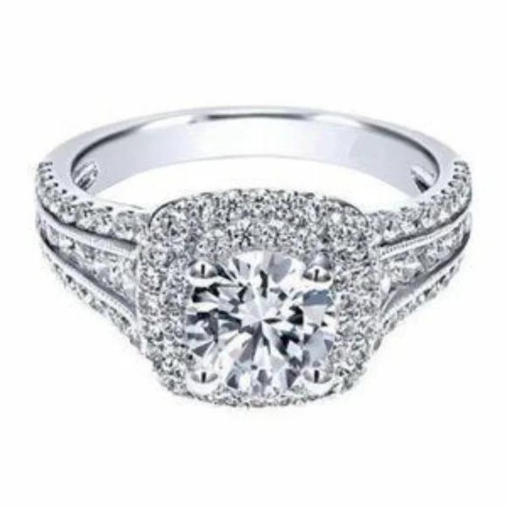 NEW 18K WHITE GOLD HALO RING, BEAUTIFUL RING, SHINY RING - Picture 5 of 5